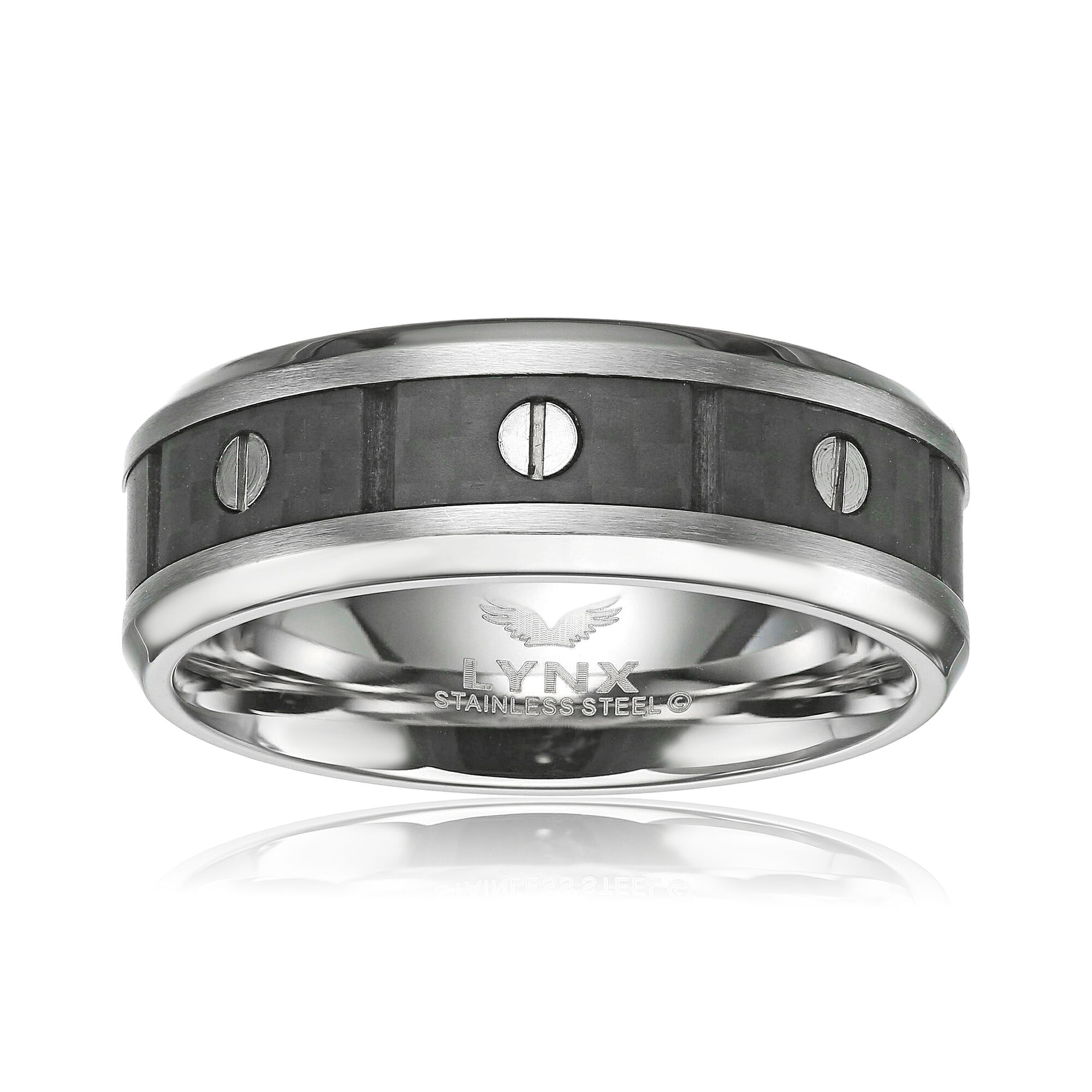 Men's Stainless Steel Ring with Frged Carbon Fiber  | Metro Jewelry