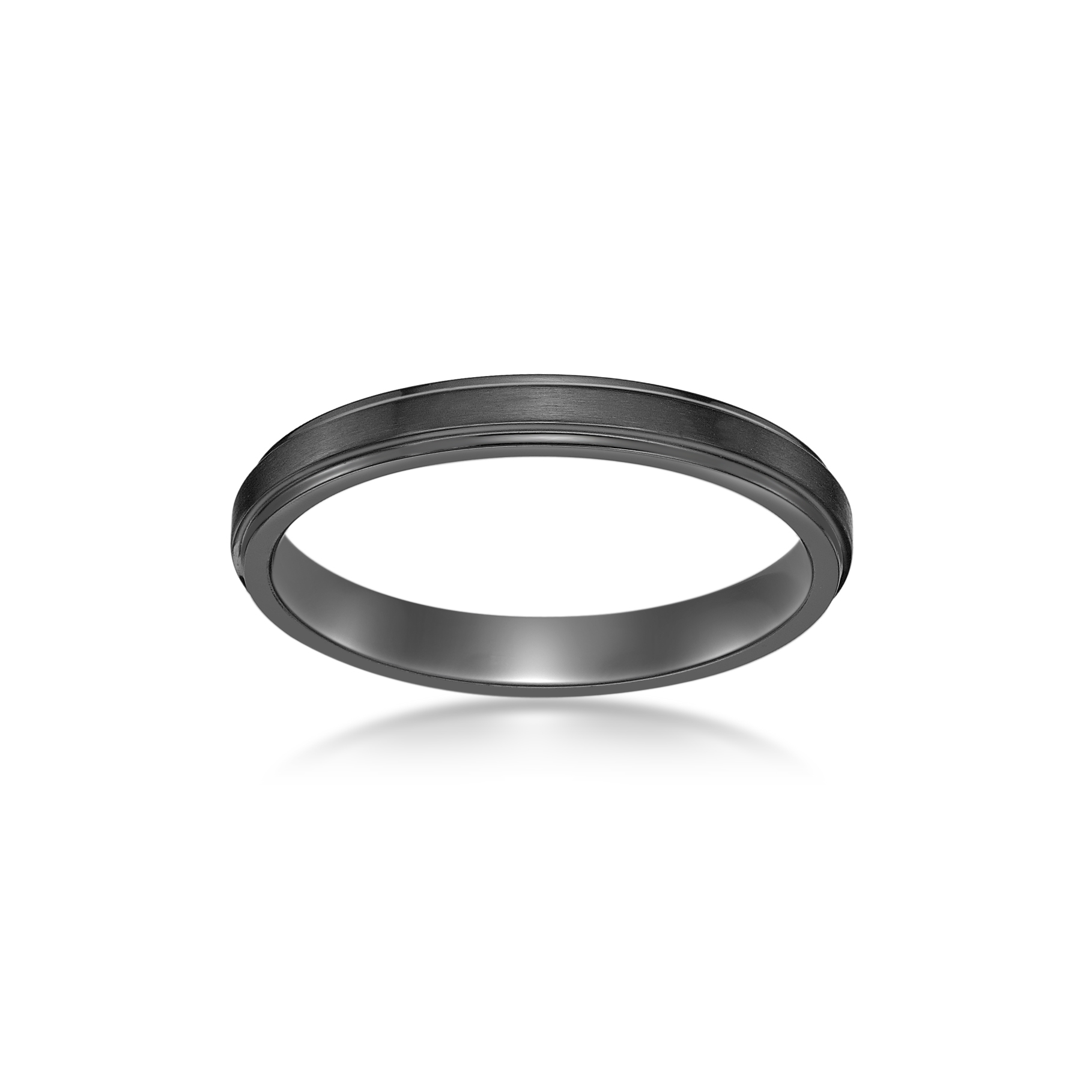 Men's Black Zirconium Flat Edge Ring - 3MM | Metro Jewelry