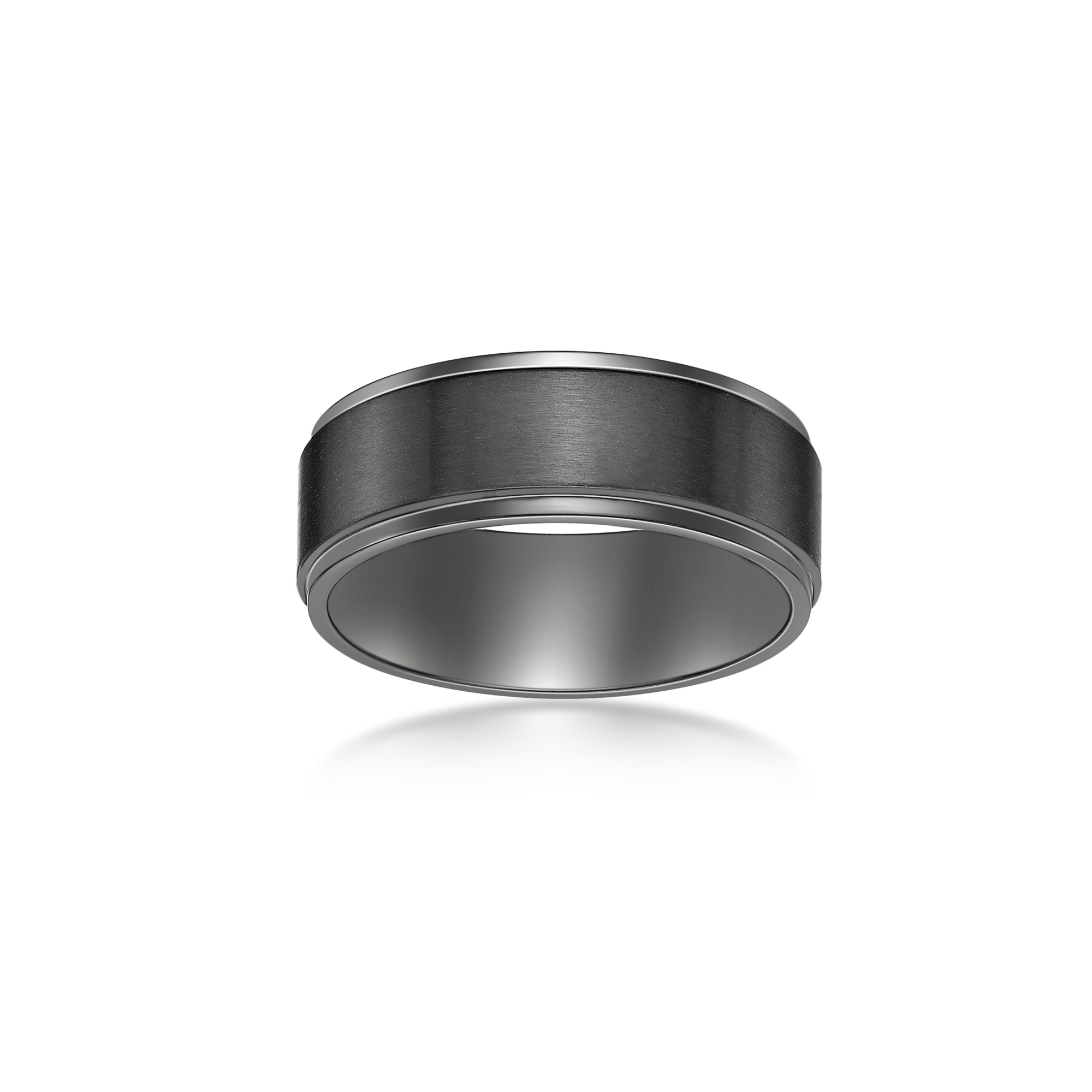 Men's Black Zirconium Flat Edge Ring - 6 MM | Metro Jewelry