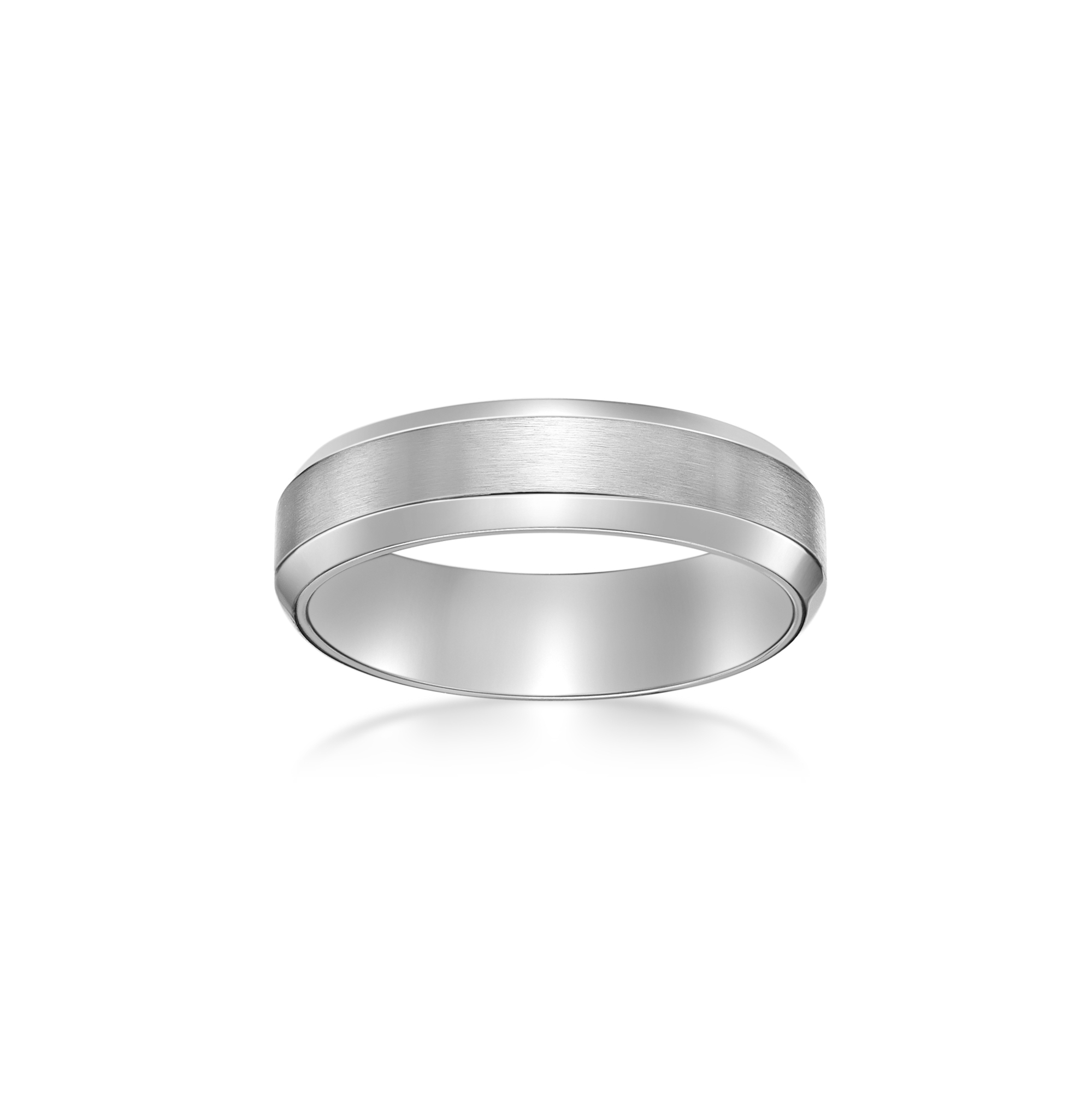 Men's Stainless Steel Beveled Edge Ring - 6 MM | Metro Jewelry