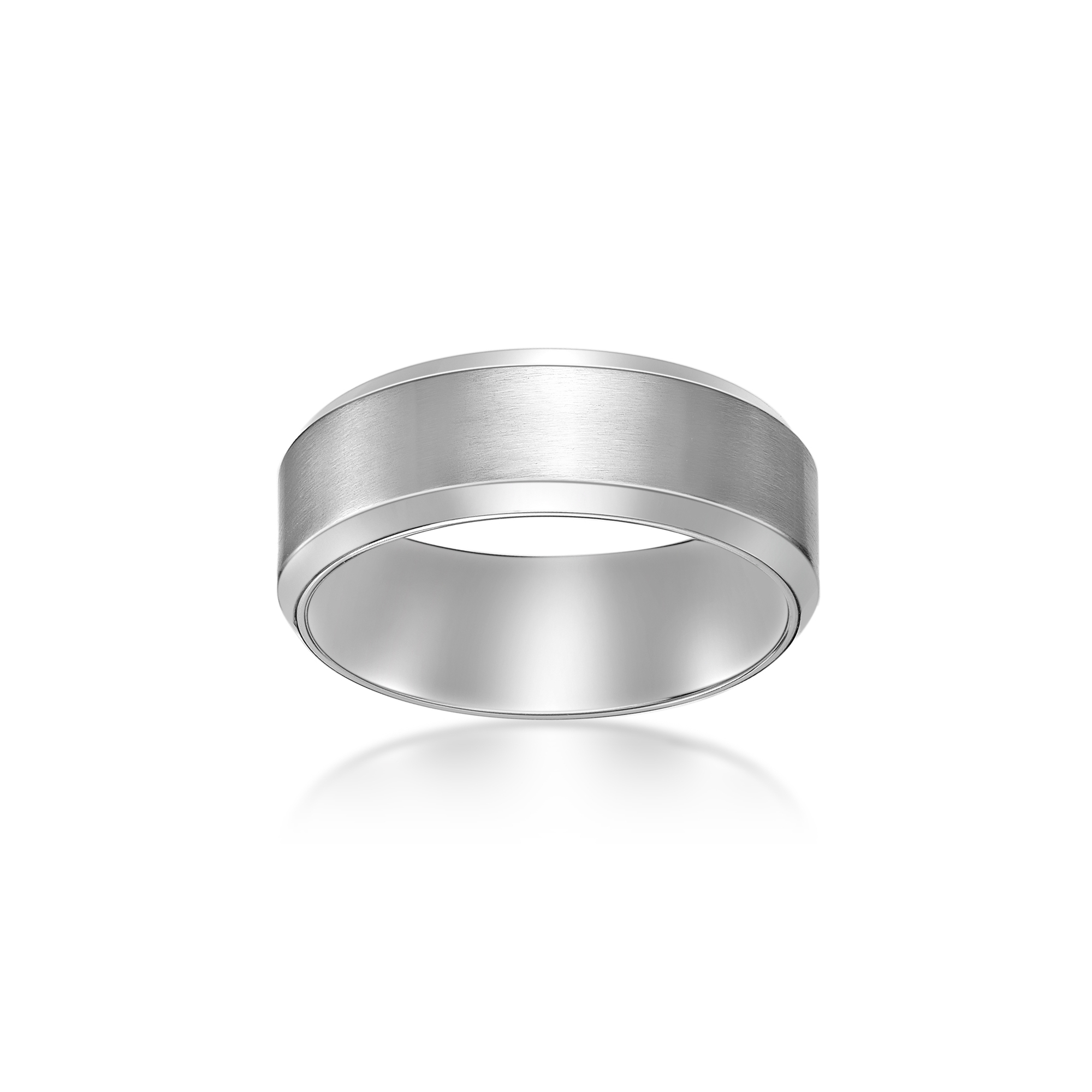 Men's Stainless Steel Beveled Edge Ring - 8MM | Metro Jewelry