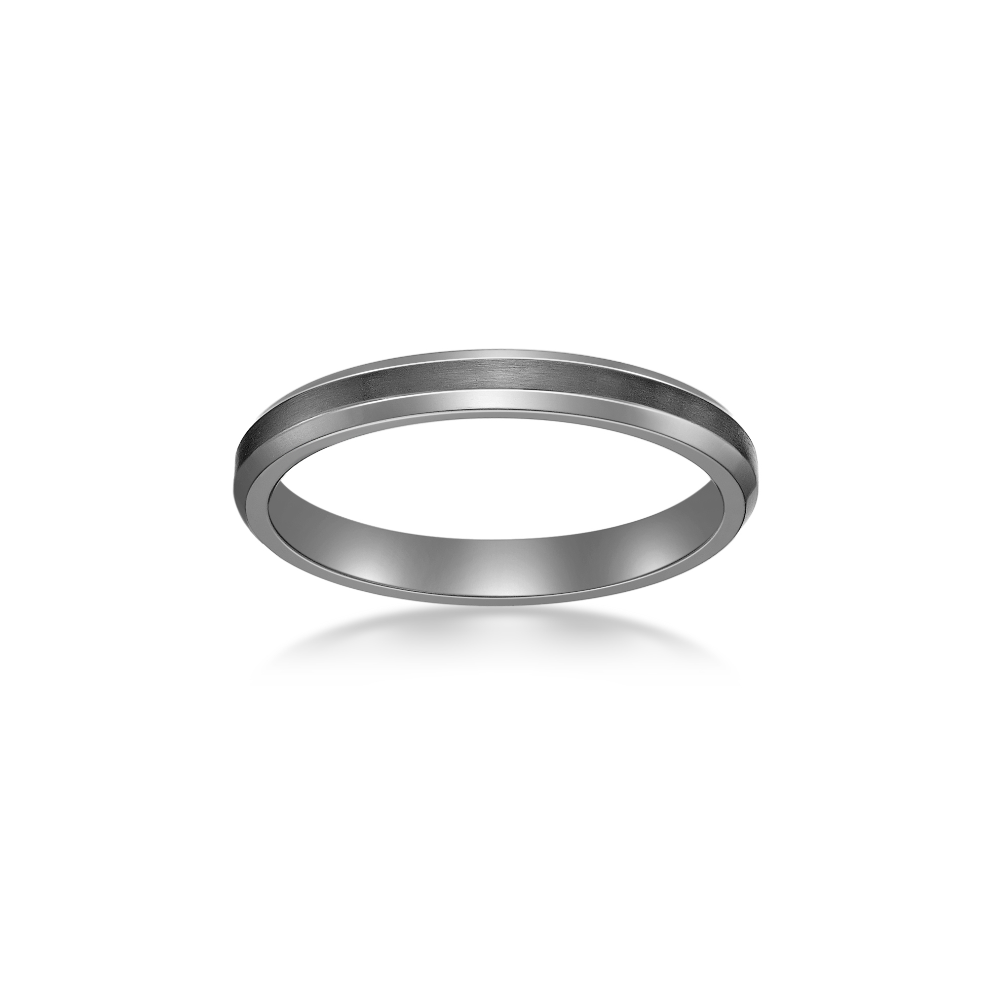 Men's Black Zirconium Beveled Edge Ring - 3MM | Metro Jewelry