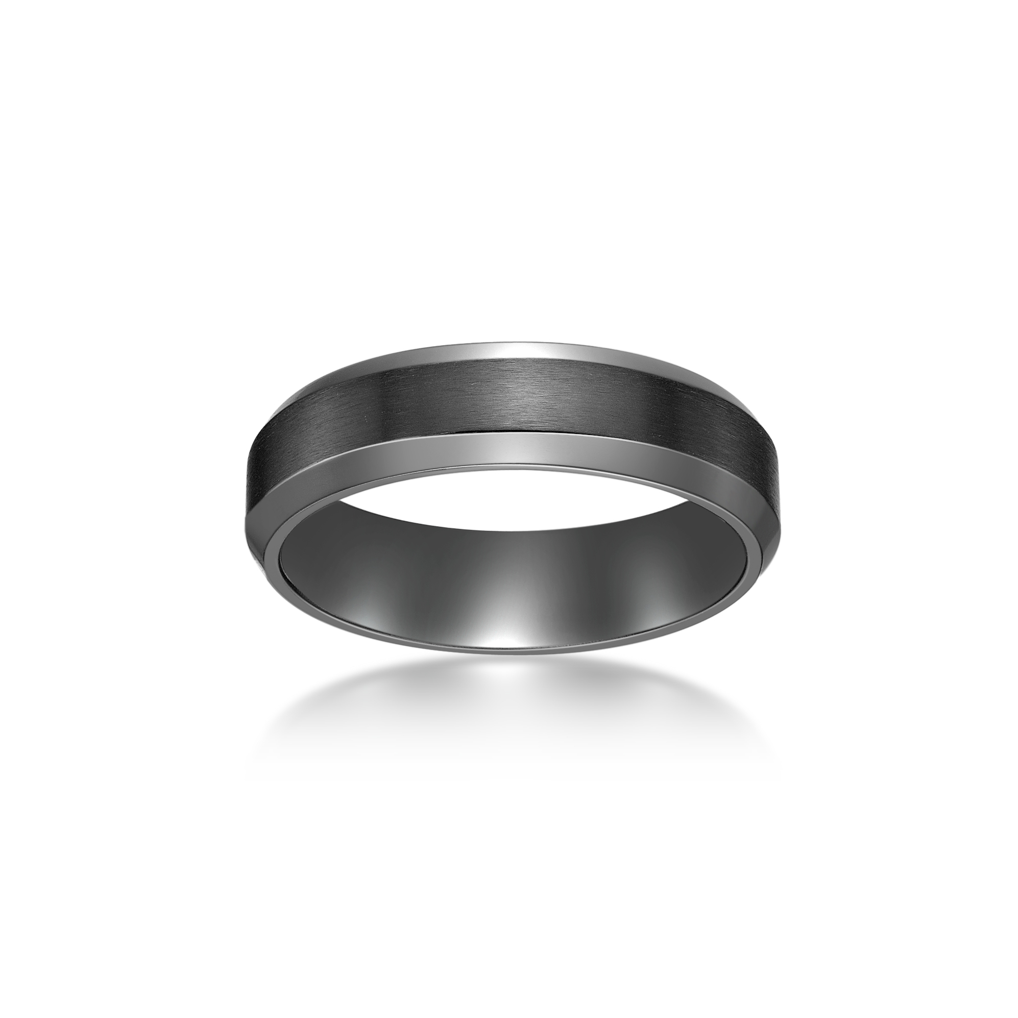 Men's Black Zirconium Beveled Edge Ring - 6 MM | Metro Jewelry