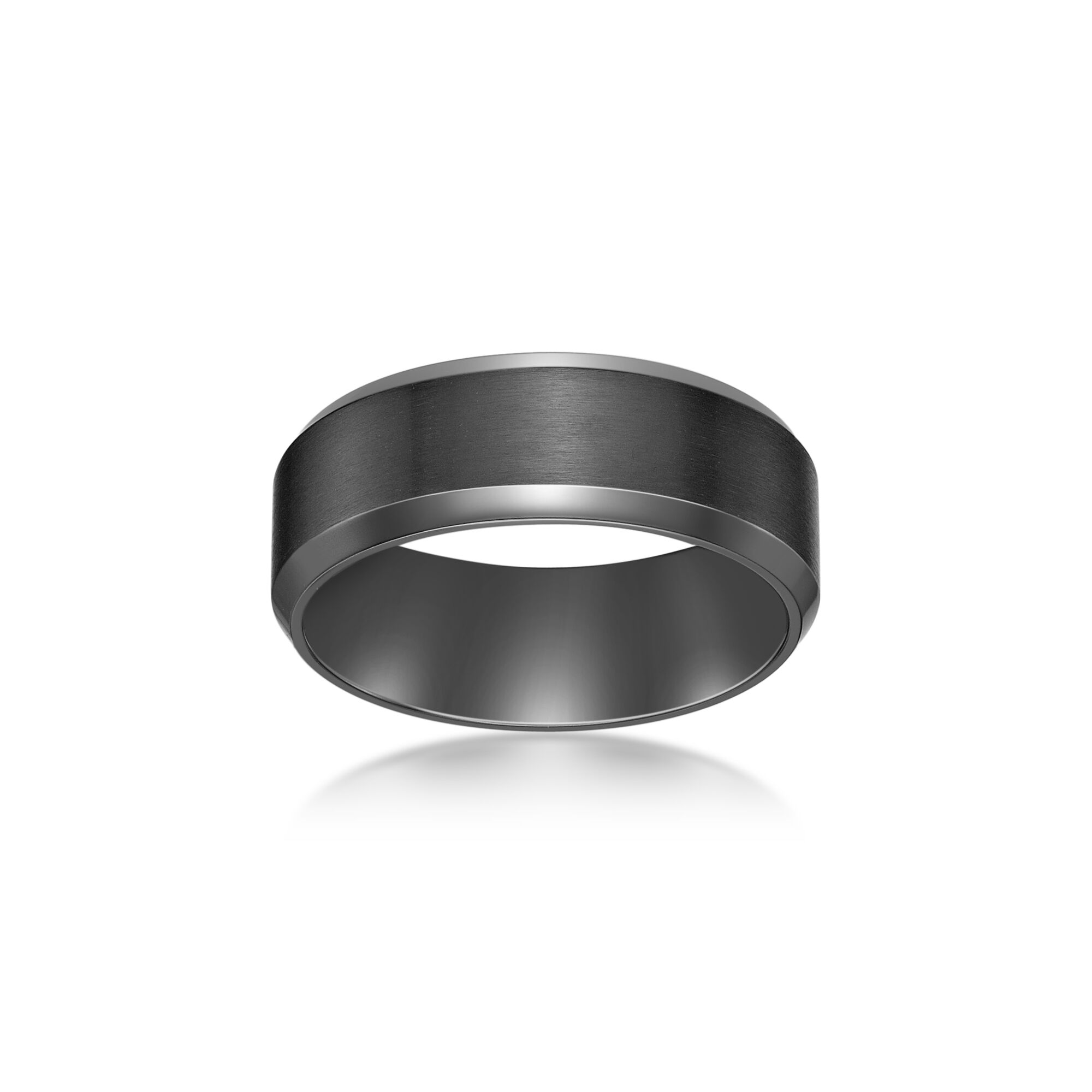 Men's Black Zirconium Beveled Edge Ring - 8MM | Metro Jewelry